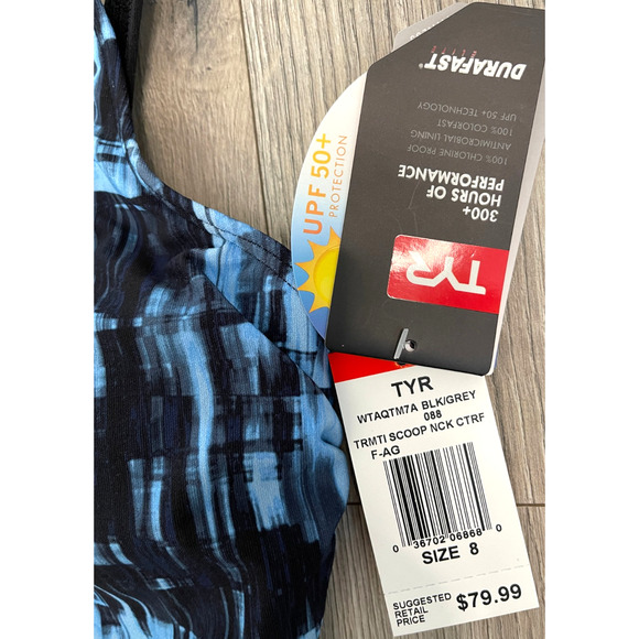 TYR DuraFast Elite Tremiti Scoop Neck ControlFit 1pc Swimsuit Black Size 8 $80 - Picture 5 of 8